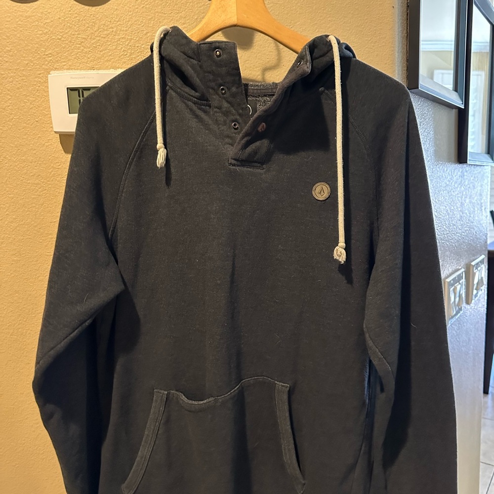 Volcom Charcoal Hoodie with Button Collar